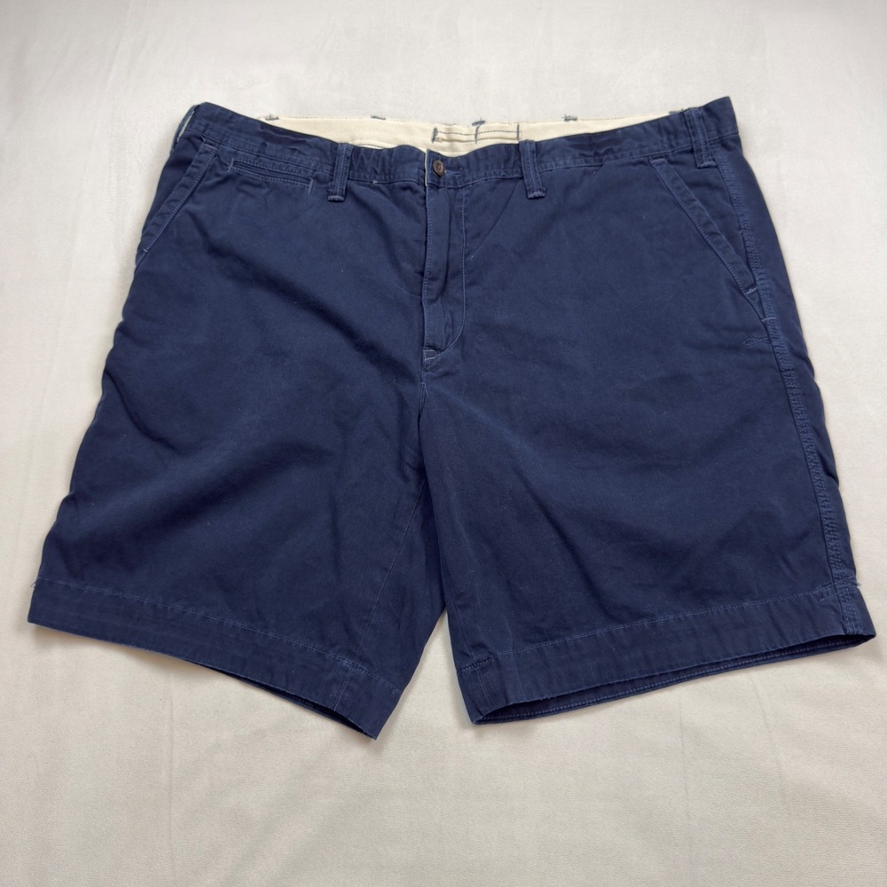 VTG Polo Ralph Lauren Mens Classic Fit Chino Shorts Navy Blue Sz 40 Cotton Twill